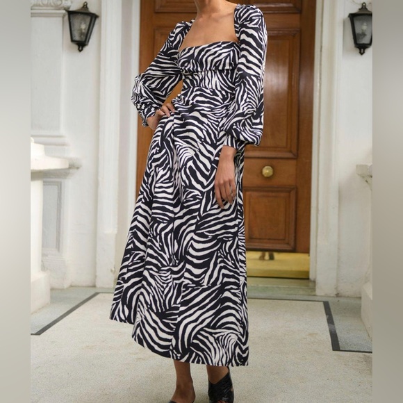 Mara RIXO Zebra 🦓🦓 beautiful printed NWT Midi Dress - Size XXS - Picture 1 of 7
